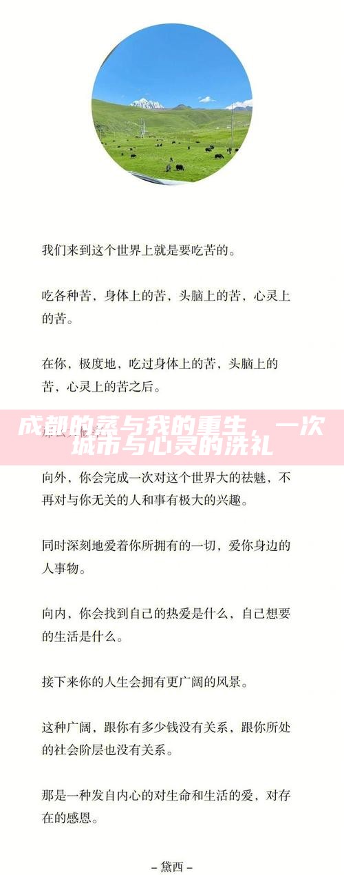 成都的蒸与我的重生，一次城市与心灵的洗礼